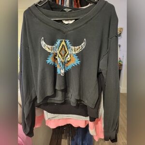 Western Bull Skull Sweatshirt